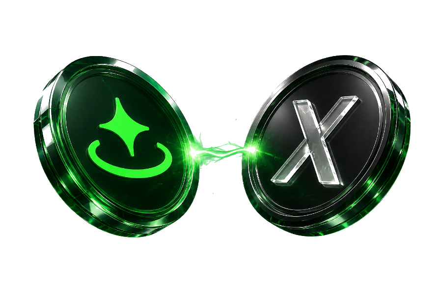 A leaderboard.trade token linked to an X token